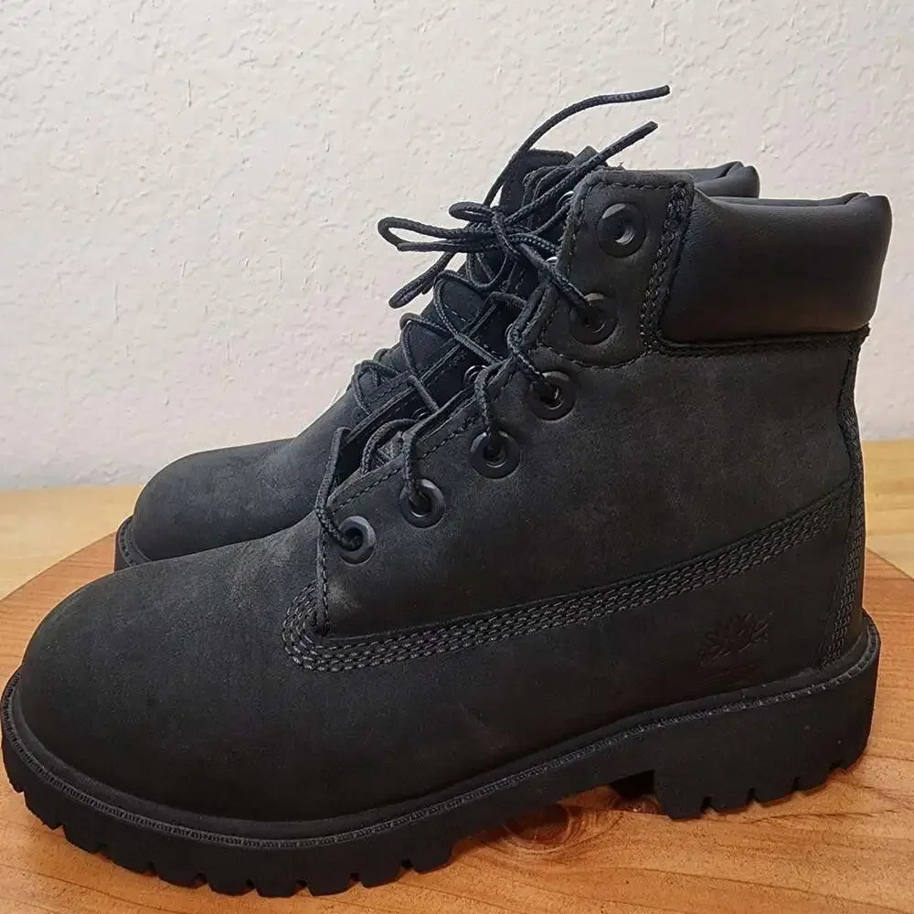 Timberland Boots Kids Size 4M Black Nubuck Insulated Ankle Lace Up 12907